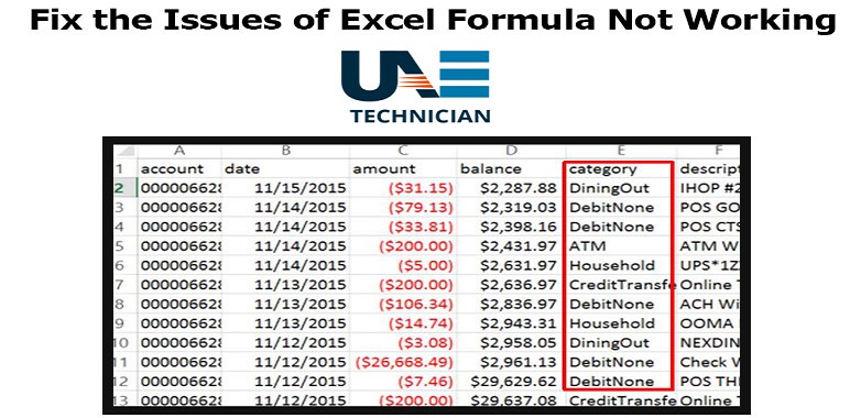 How to fix the Issues of Excel Formula Not Working in Microsoft excel