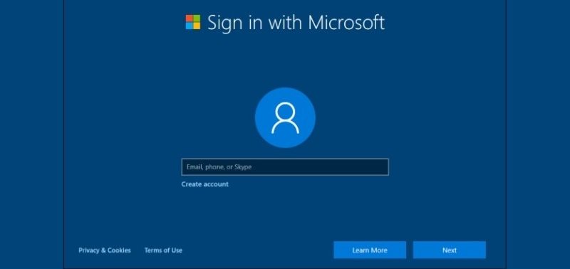 Microsoft Account from Windows 10